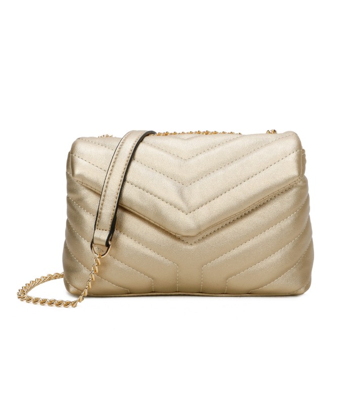 T11473 - Bolso bandolera con cierre imantado y textura efecto en V