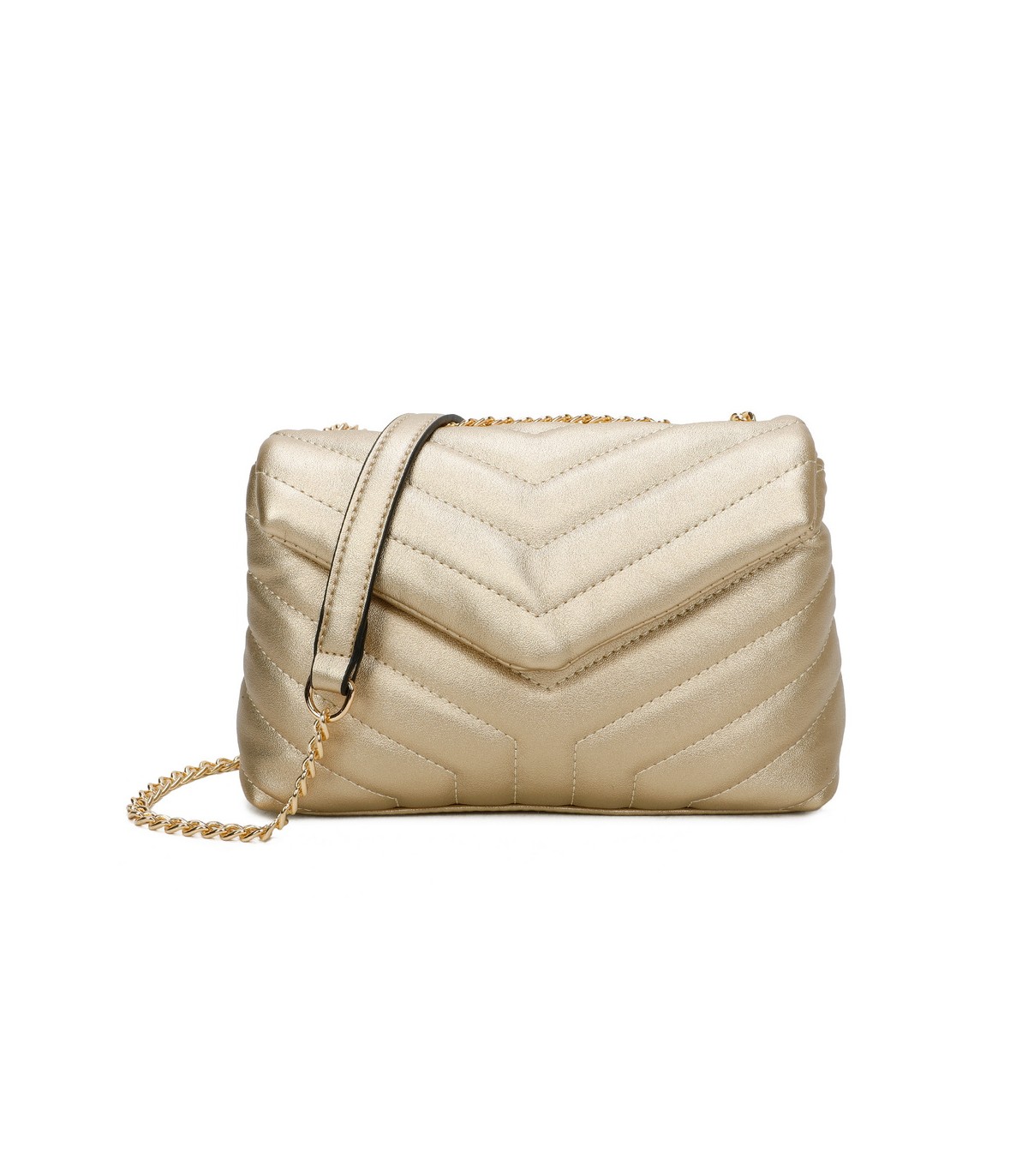 T11473 - Bolso bandolera con cierre imantado y textura efecto en V