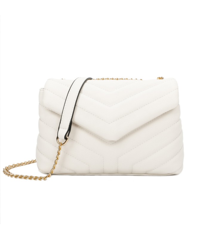 T11473 - Bolso bandolera con cierre imantado y textura efecto en V