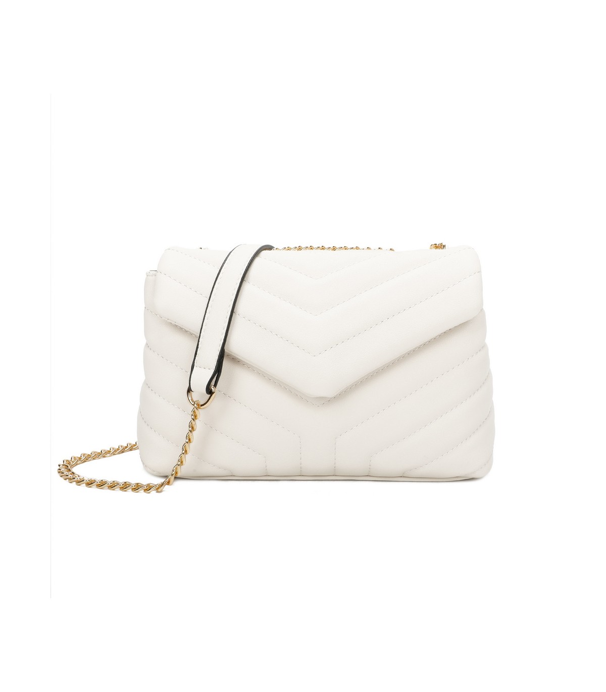 T11473 - Bolso bandolera con cierre imantado y textura efecto en V