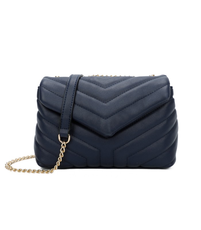 T11473 - Bolso bandolera con cierre imantado y textura efecto en V