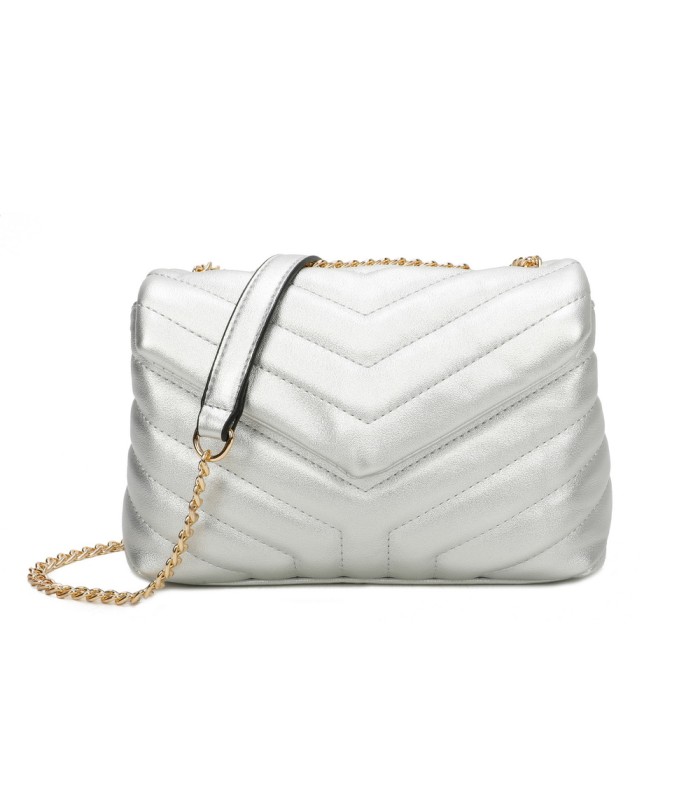 T11473 - Bolso bandolera con cierre imantado y textura efecto en V