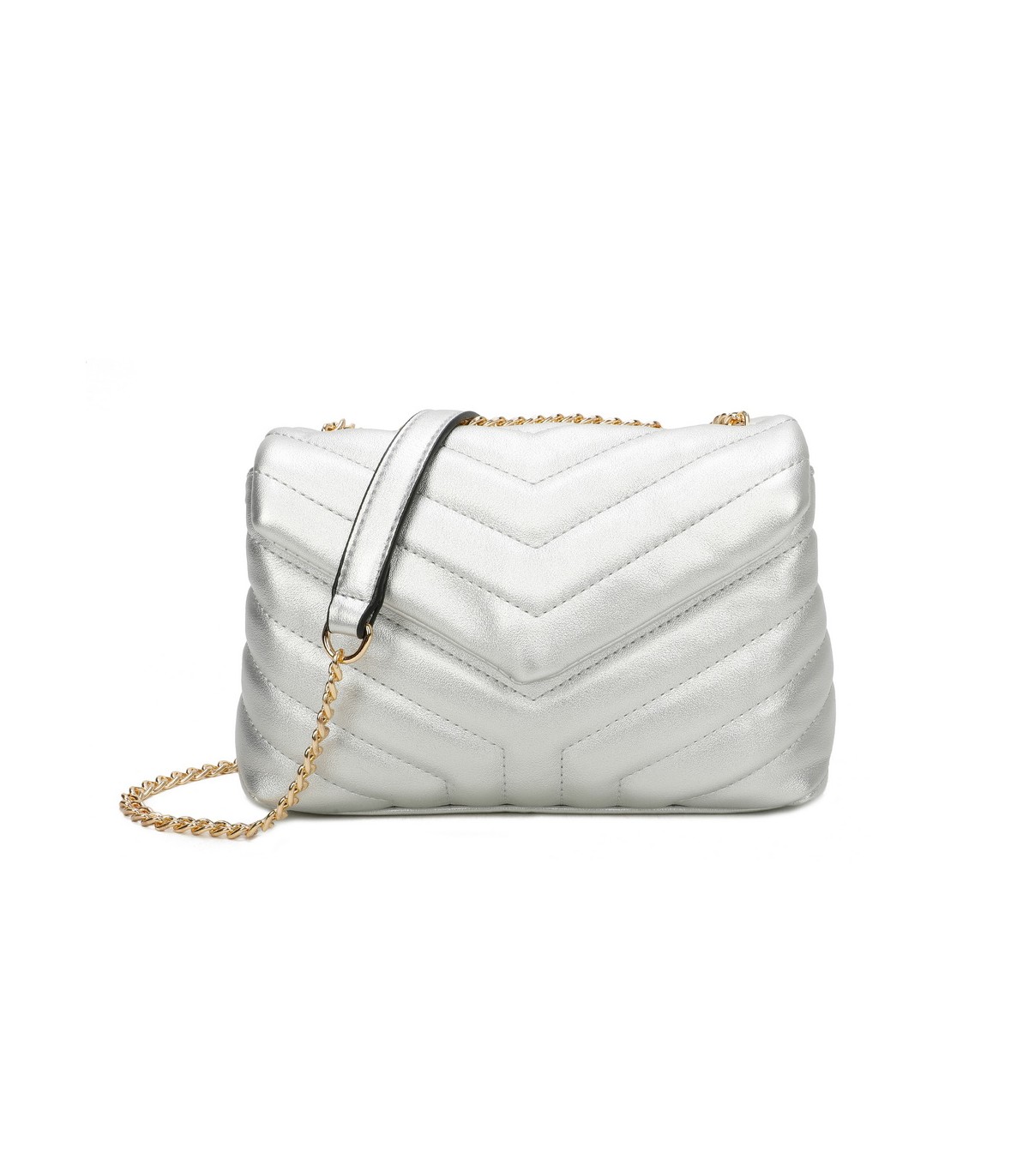 T11473 - Bolso bandolera con cierre imantado y textura efecto en V