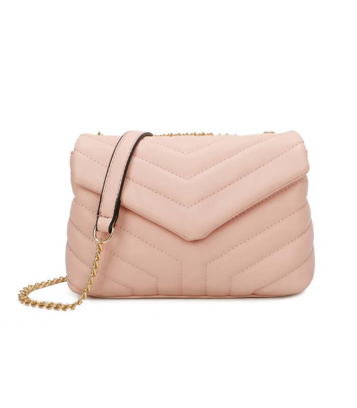 T11473 - Bolso bandolera con cierre imantado y textura efecto en V