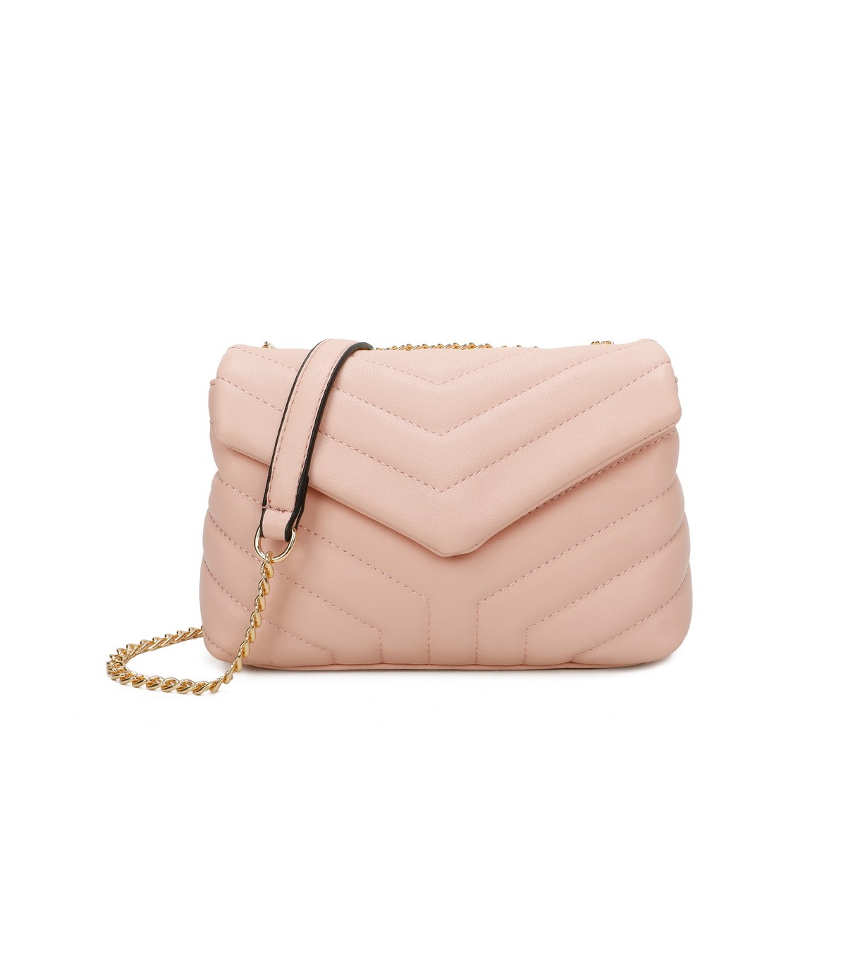 T11473 - Bolso bandolera con cierre imantado y textura efecto en V