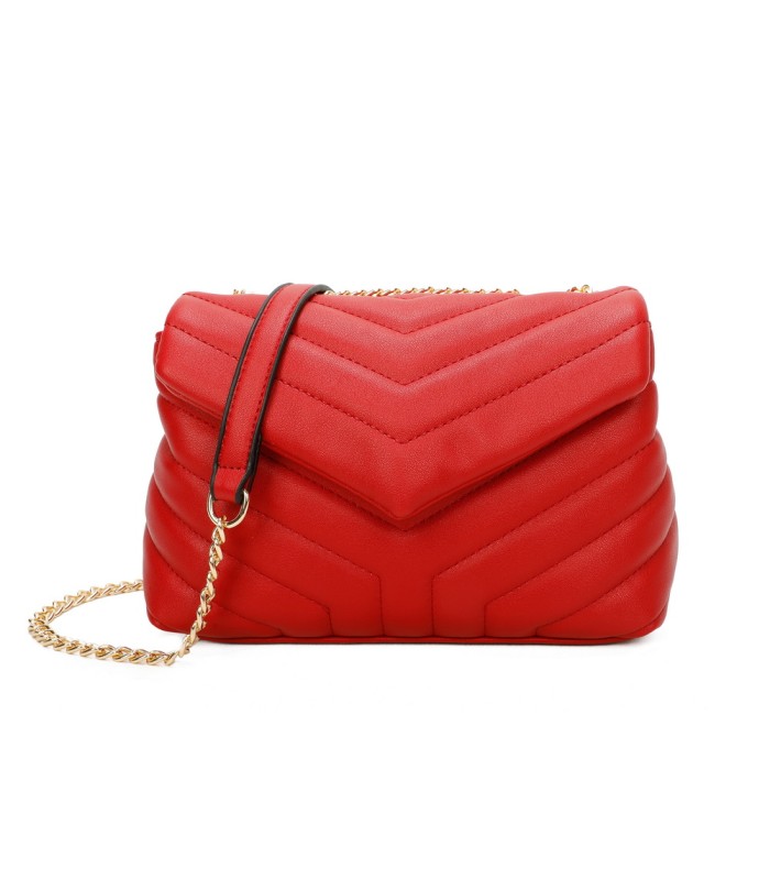 T11473 - Bolso bandolera con cierre imantado y textura efecto en V