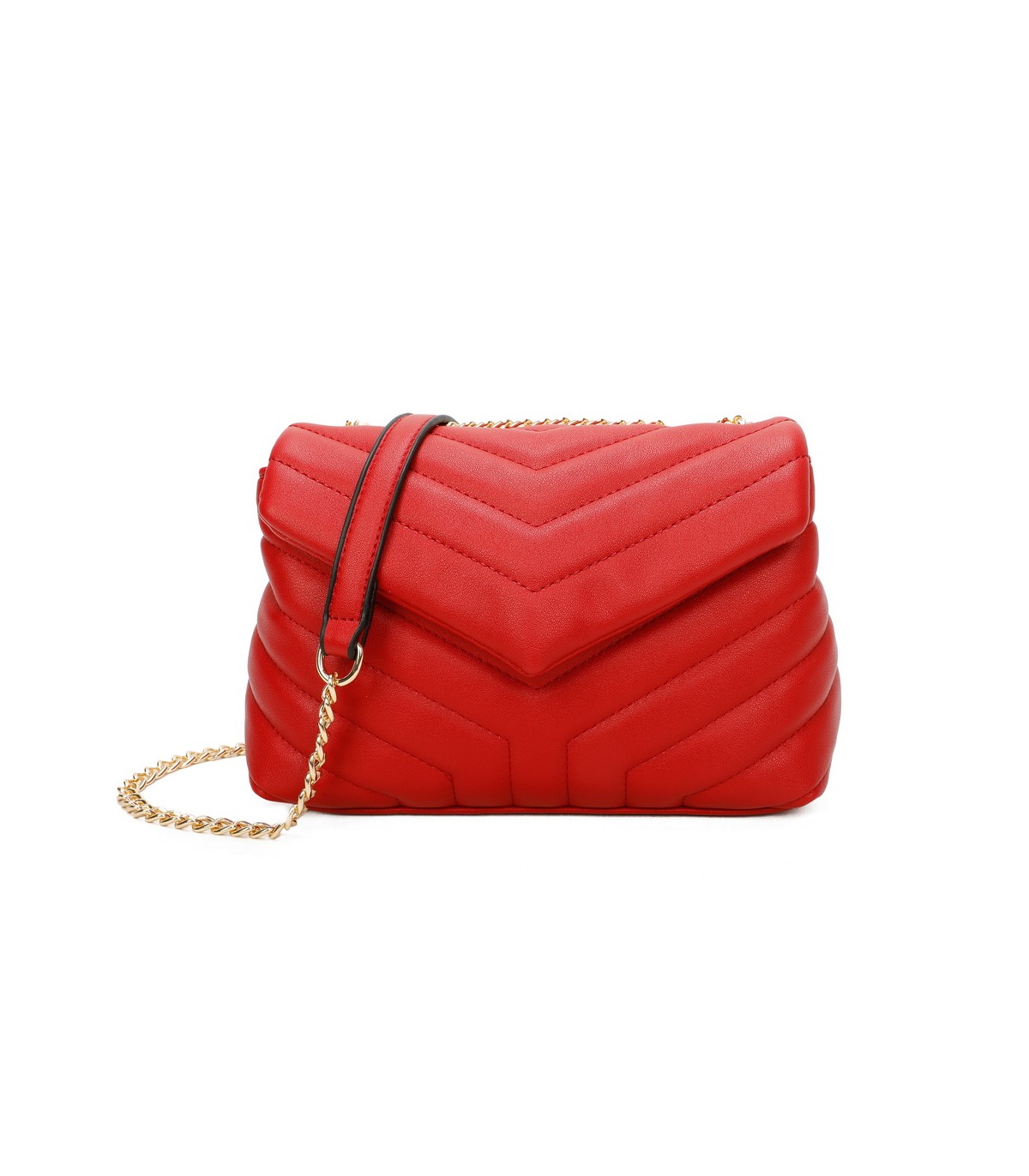 T11473 - Bolso bandolera con cierre imantado y textura efecto en V