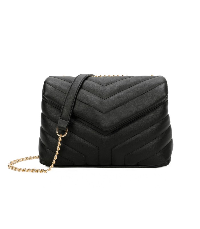 T11473 - Bolso bandolera con cierre imantado y textura efecto en V