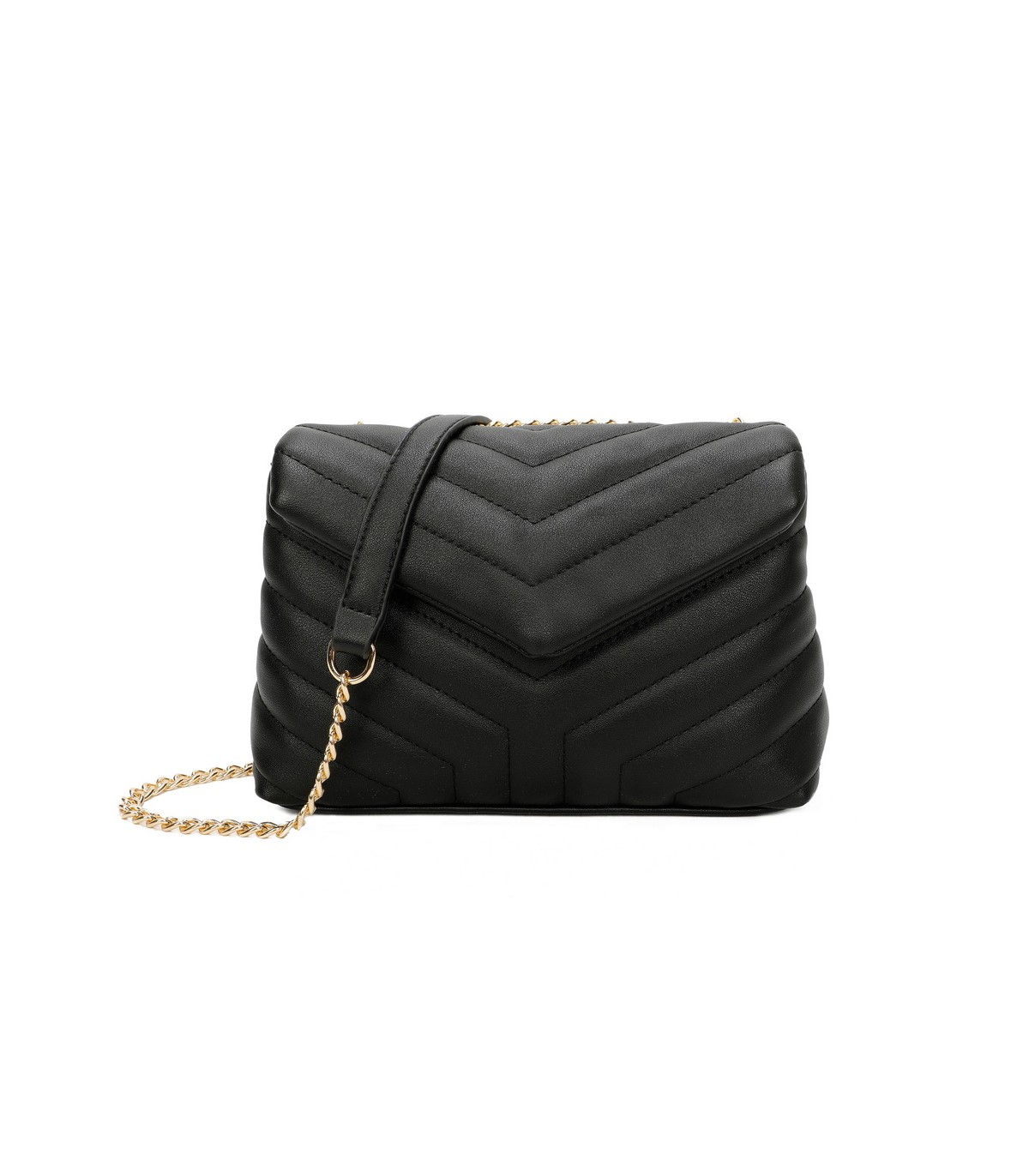 T11473 - Bolso bandolera con cierre imantado y textura efecto en V