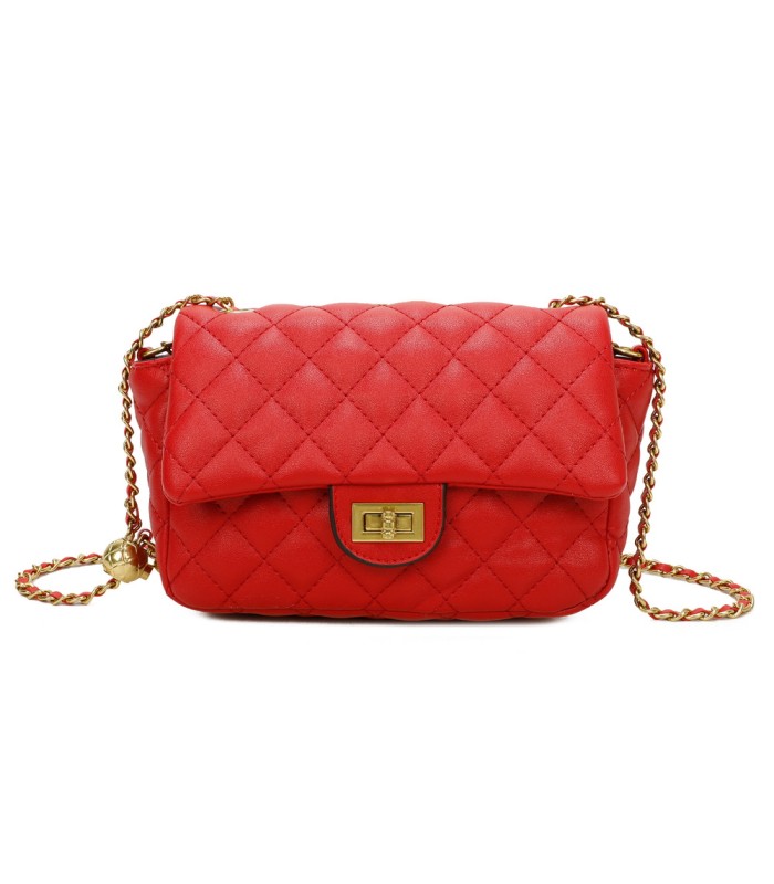 T11488 - Bolso bandolera con cierre y cadena dorada a juego