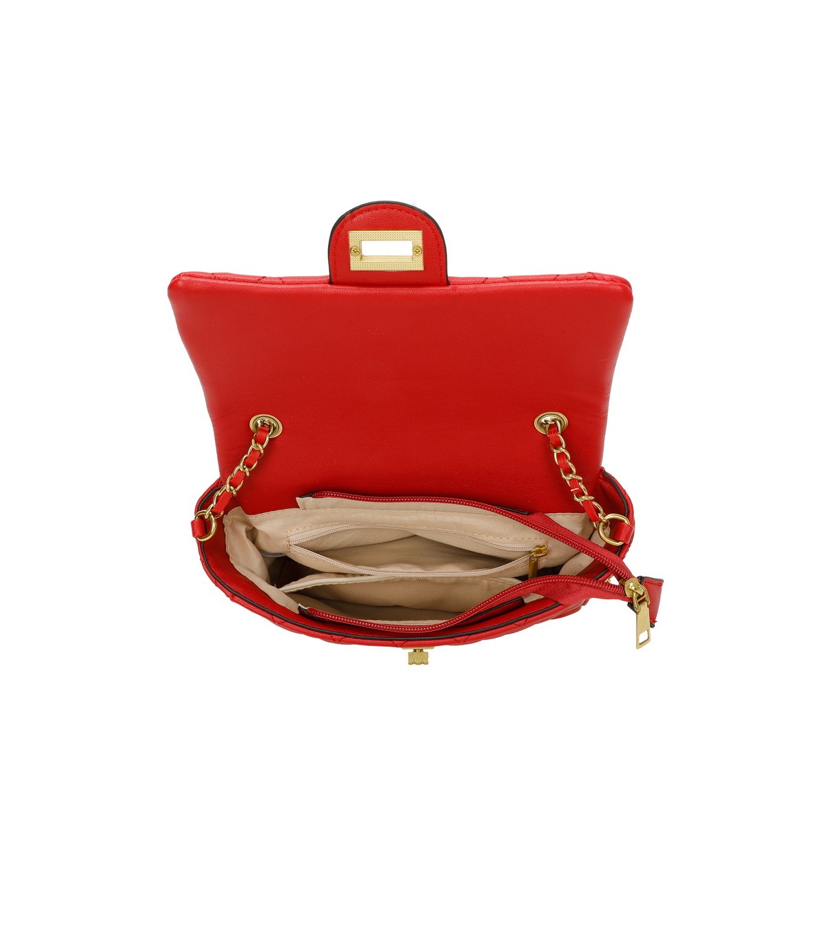T11488 - Bolso bandolera con cierre y cadena dorada a juego