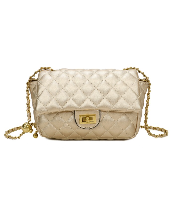 T11488 - Bolso bandolera con cierre y cadena dorada a juego