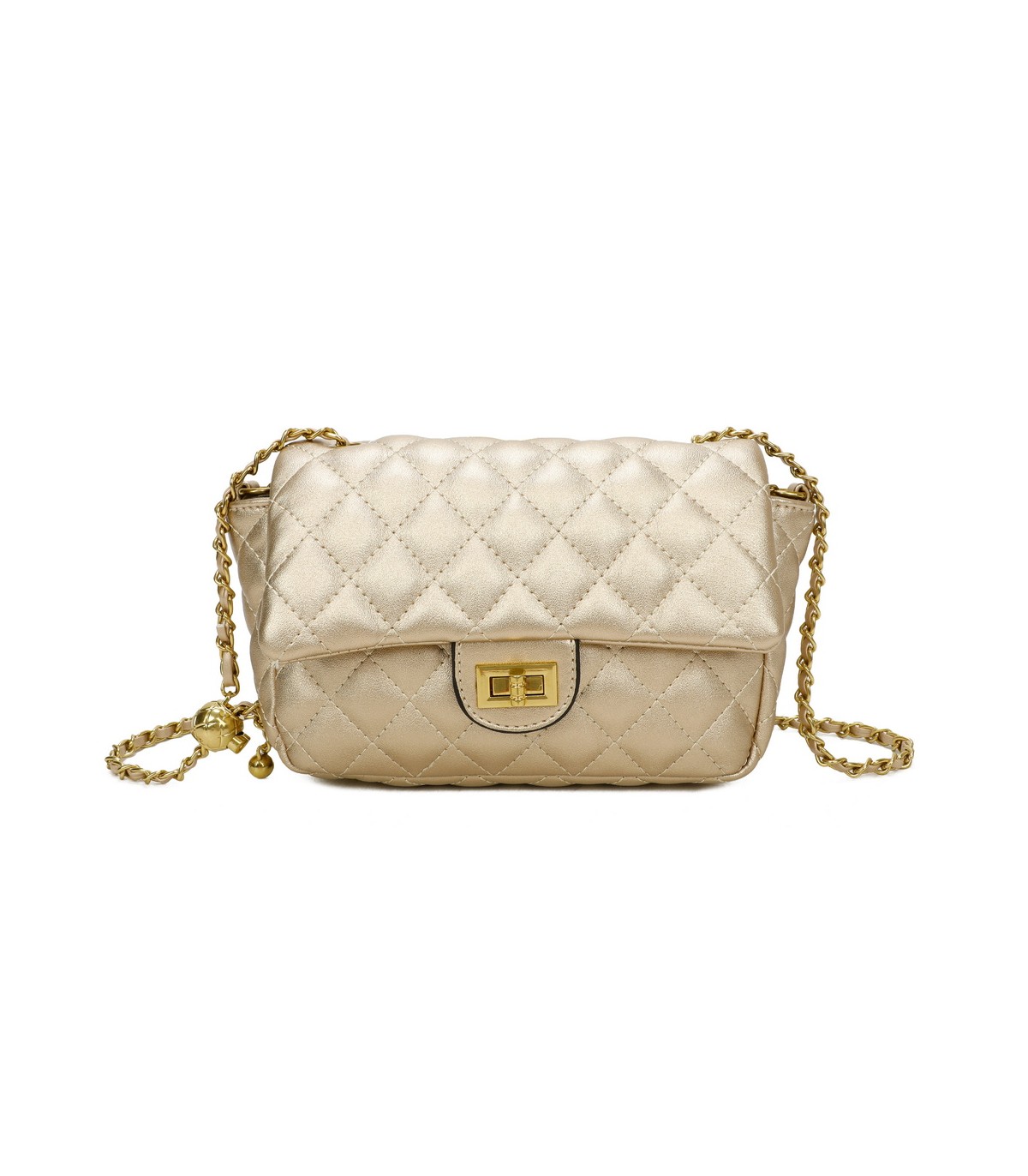 T11488 - Bolso bandolera con cierre y cadena dorada a juego