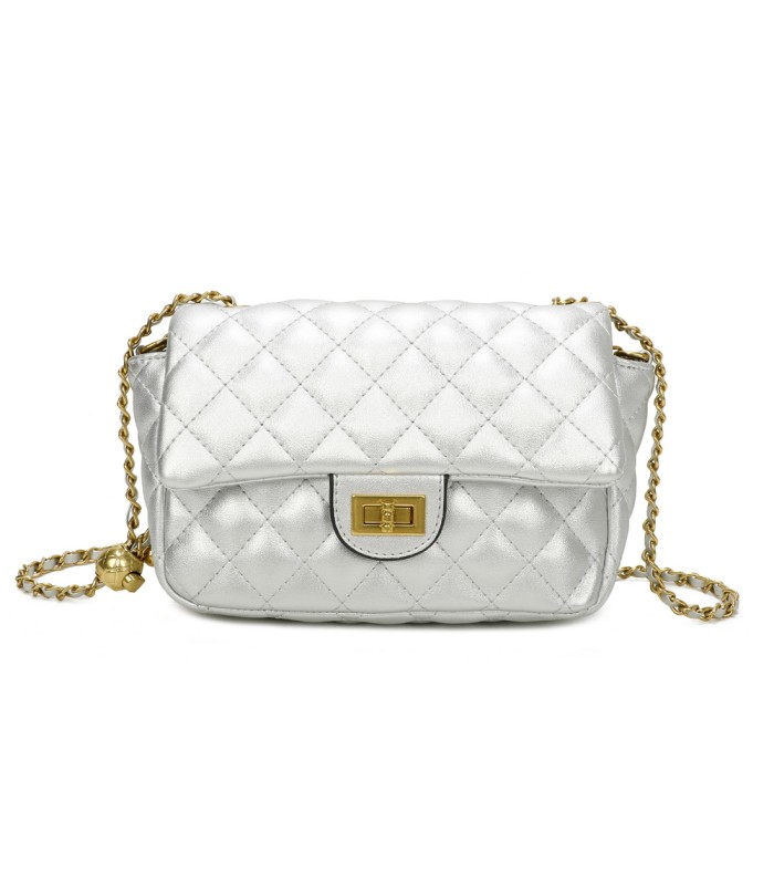 T11488 - Bolso bandolera con cierre y cadena dorada a juego