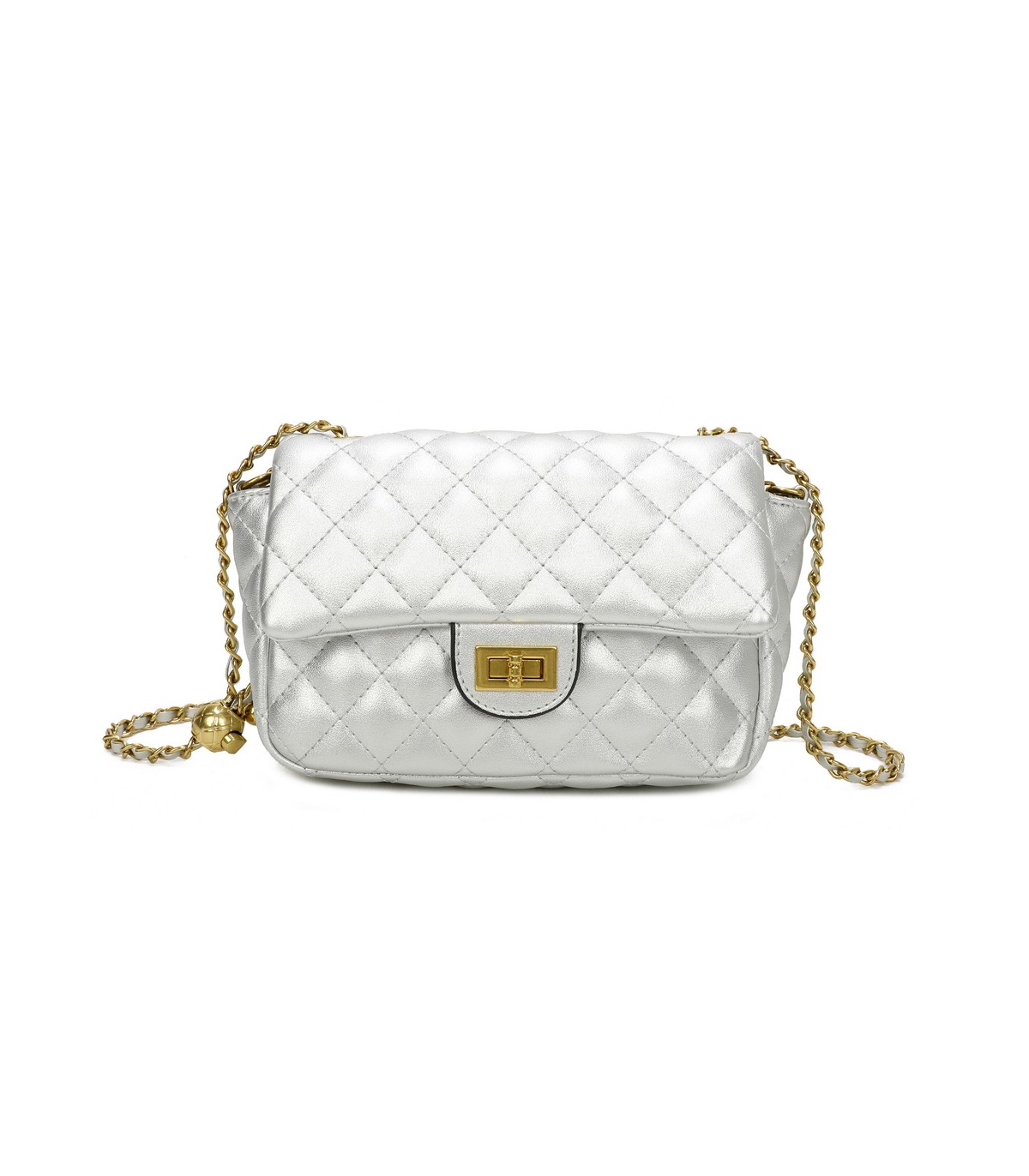 T11488 - Bolso bandolera con cierre y cadena dorada a juego