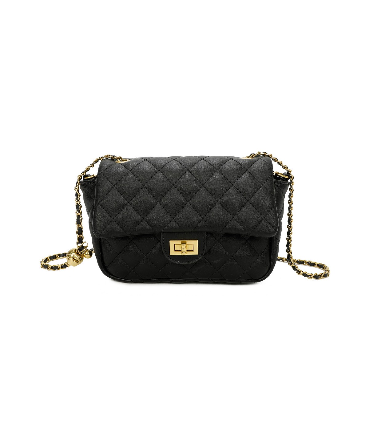 T11488 - Bolso bandolera con cierre y cadena dorada a juego