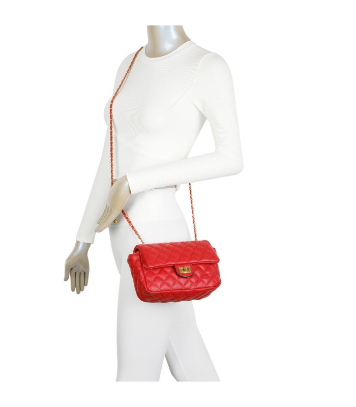 T11488 - Bolso bandolera con cierre y cadena dorada a juego