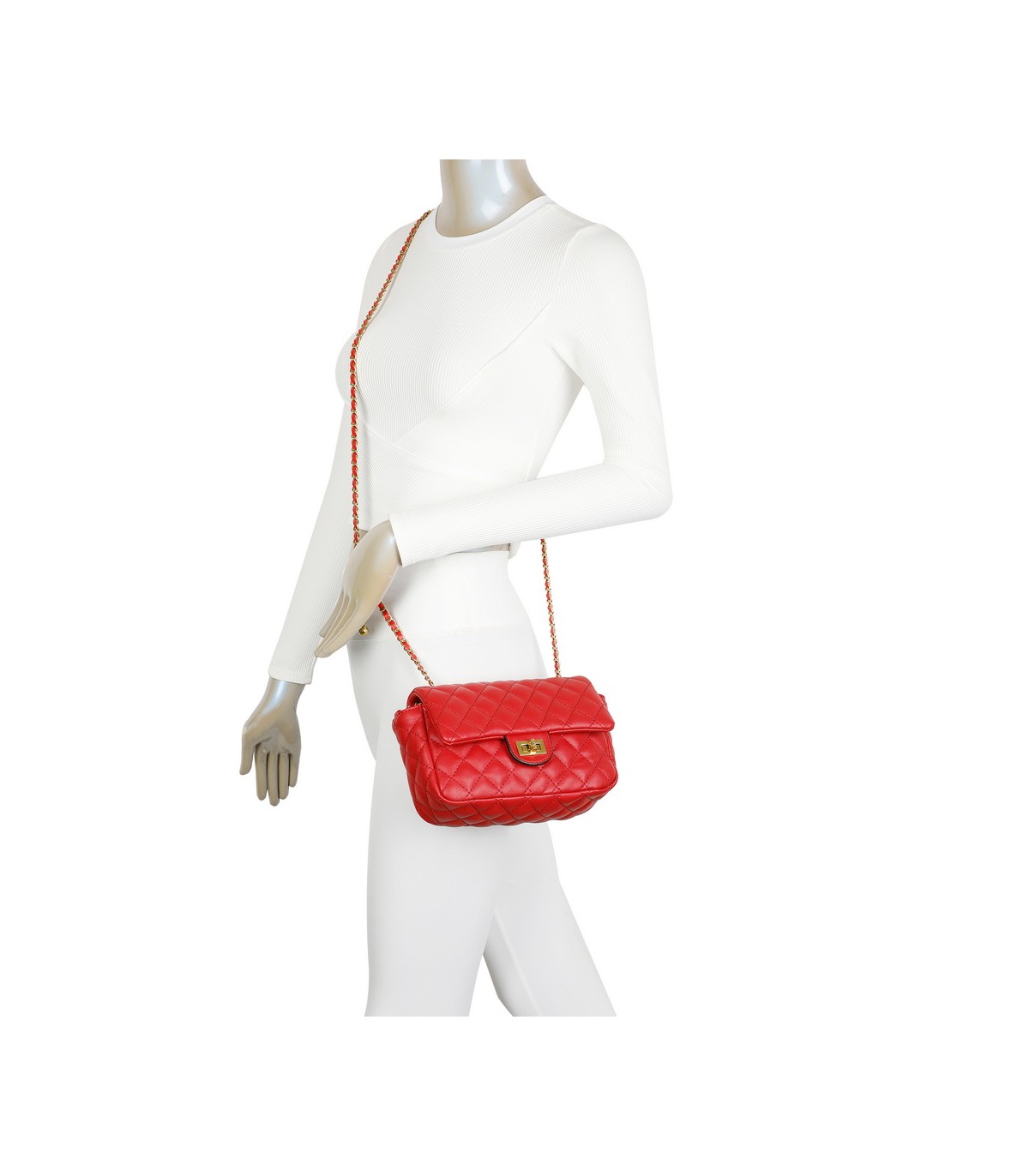 T11488 - Bolso bandolera con cierre y cadena dorada a juego