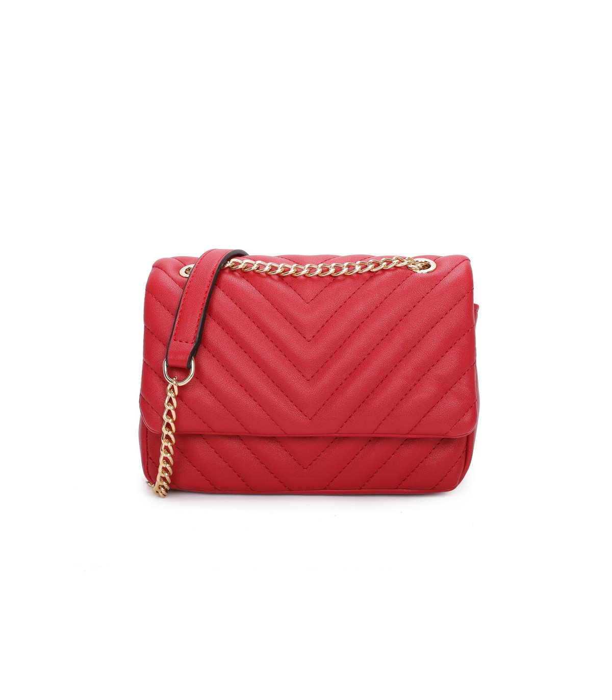 T11480 - Bolso bandolera con cadena dorada y cierre de botón imantado
