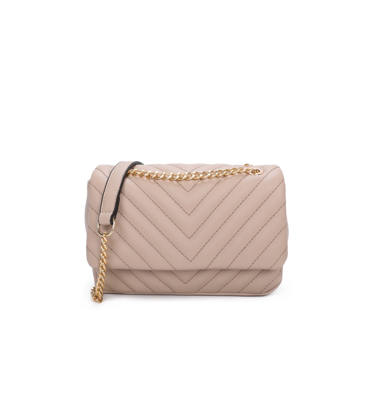 T11480 - Bolso bandolera con cadena dorada y cierre de botón imantado