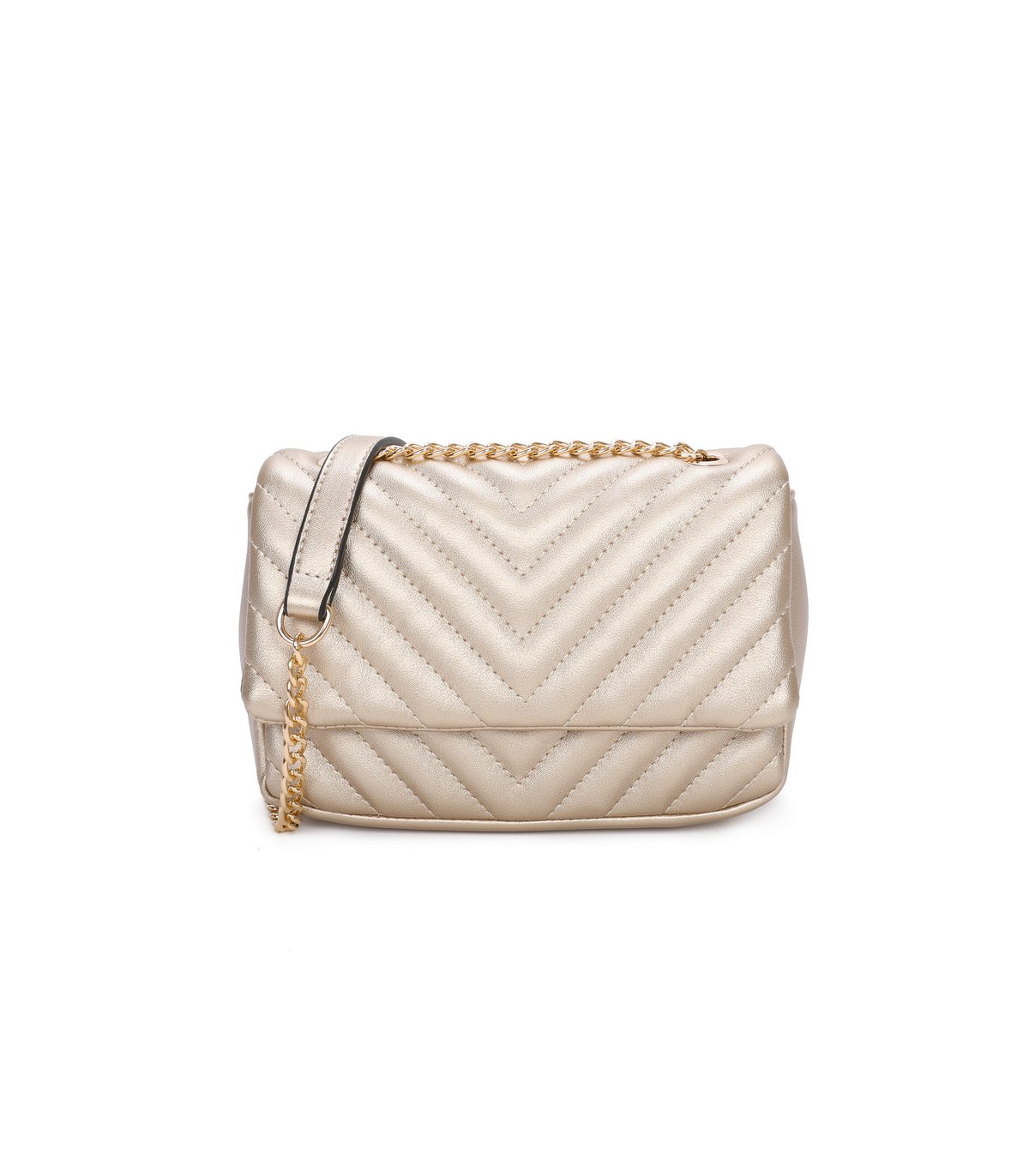 T11480 - Bolso bandolera con cadena dorada y cierre de botón imantado
