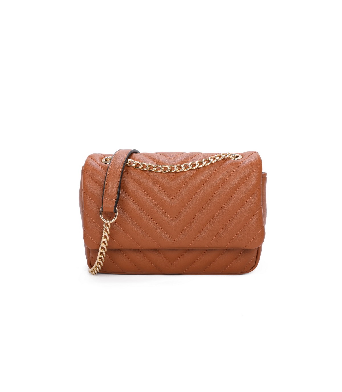 T11480 - Bolso bandolera con cadena dorada y cierre de botón imantado