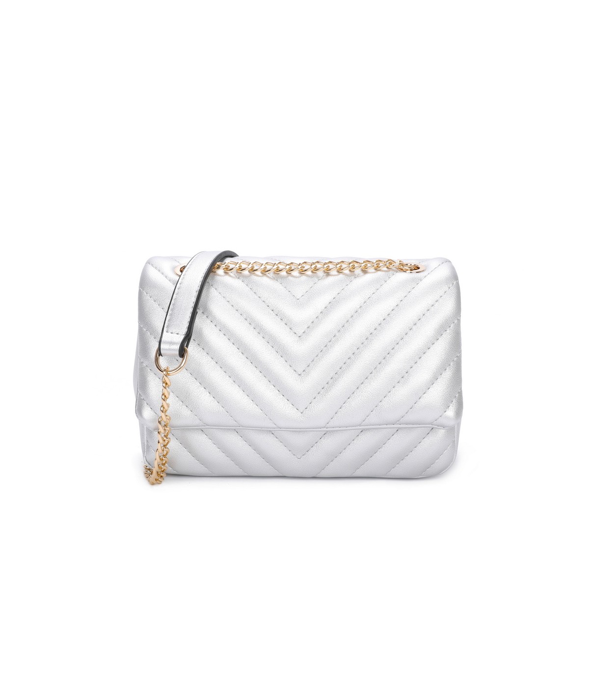T11480 - Bolso bandolera con cadena dorada y cierre de botón imantado