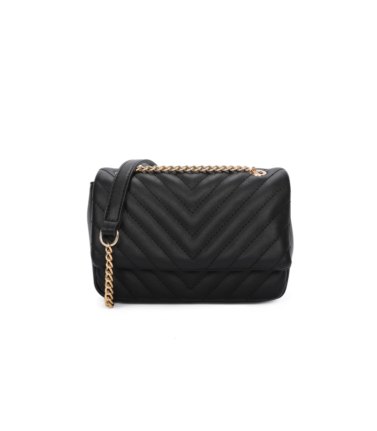 T11480 - Bolso bandolera con cadena dorada y cierre de botón imantado