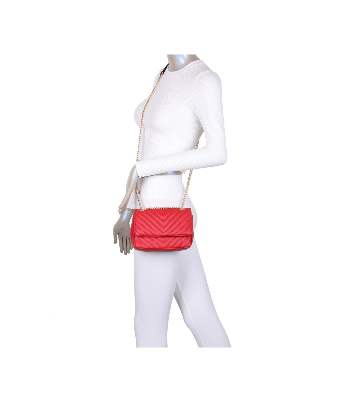 T11480 - Bolso bandolera con cadena dorada y cierre de botón imantado