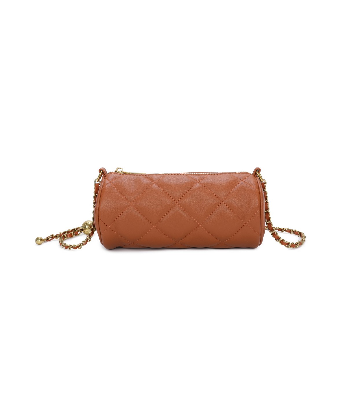 T11483 - Bolso bandolera de estilo baguette con asa dorada