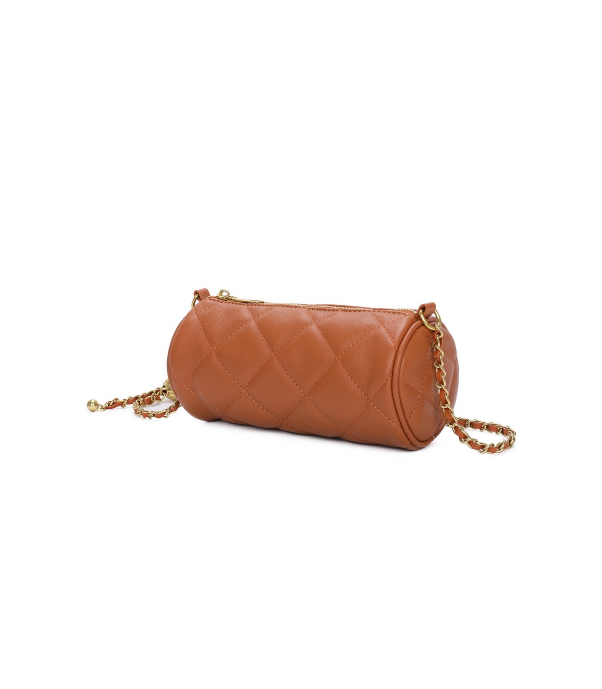 T11483 - Bolso bandolera de estilo baguette con asa dorada