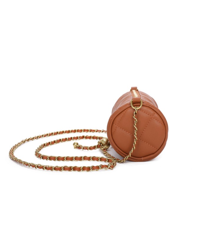 T11483 - Bolso bandolera de estilo baguette con asa dorada