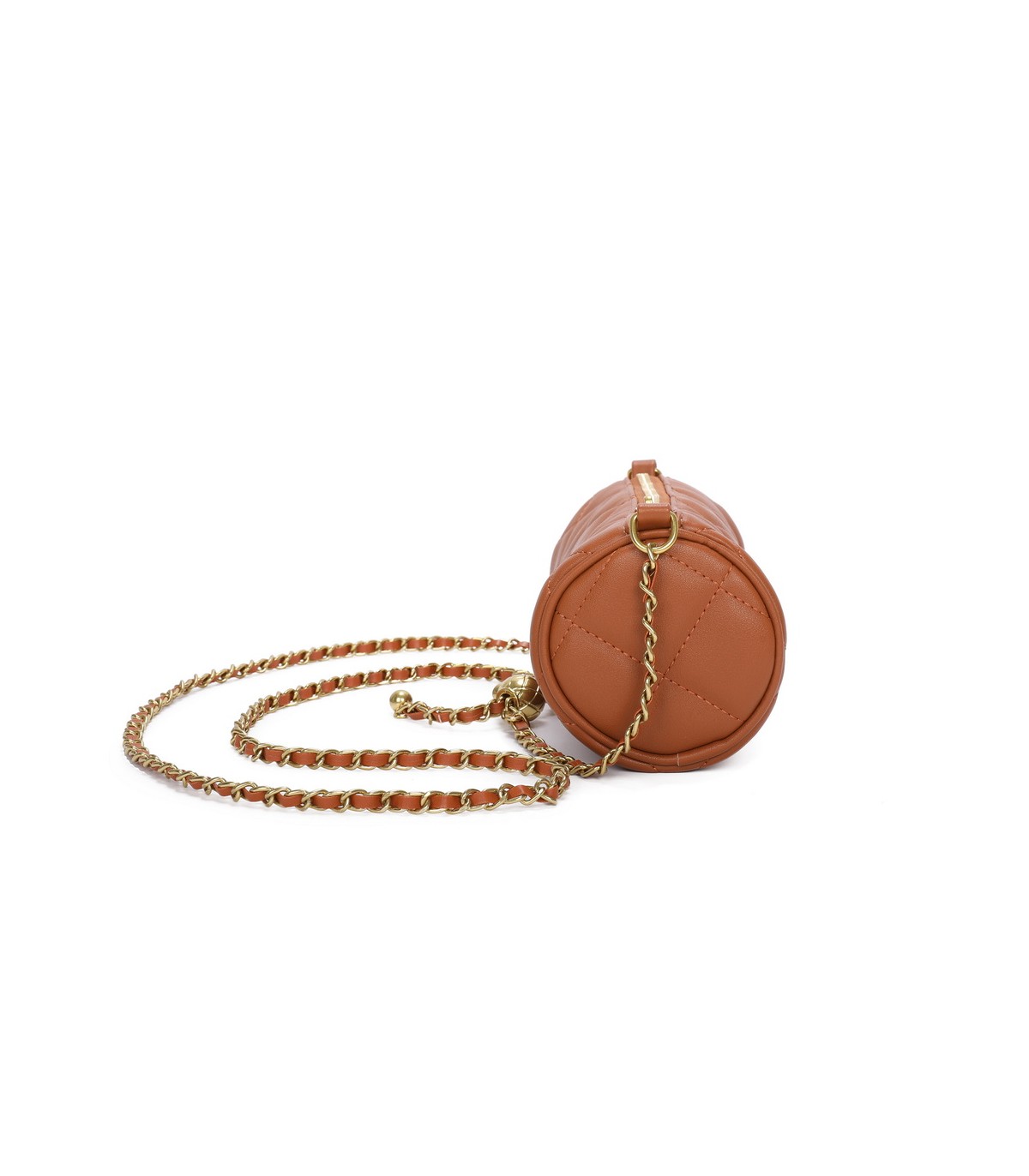 T11483 - Bolso bandolera de estilo baguette con asa dorada
