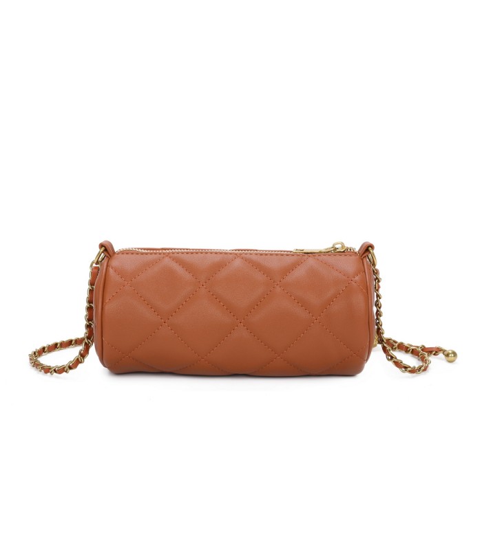 T11483 - Bolso bandolera de estilo baguette con asa dorada