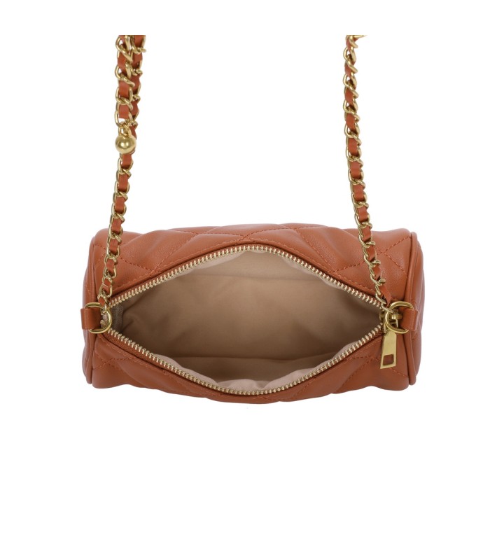 T11483 - Bolso bandolera de estilo baguette con asa dorada