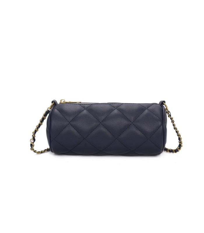 T11483 - Bolso bandolera de estilo baguette con asa dorada