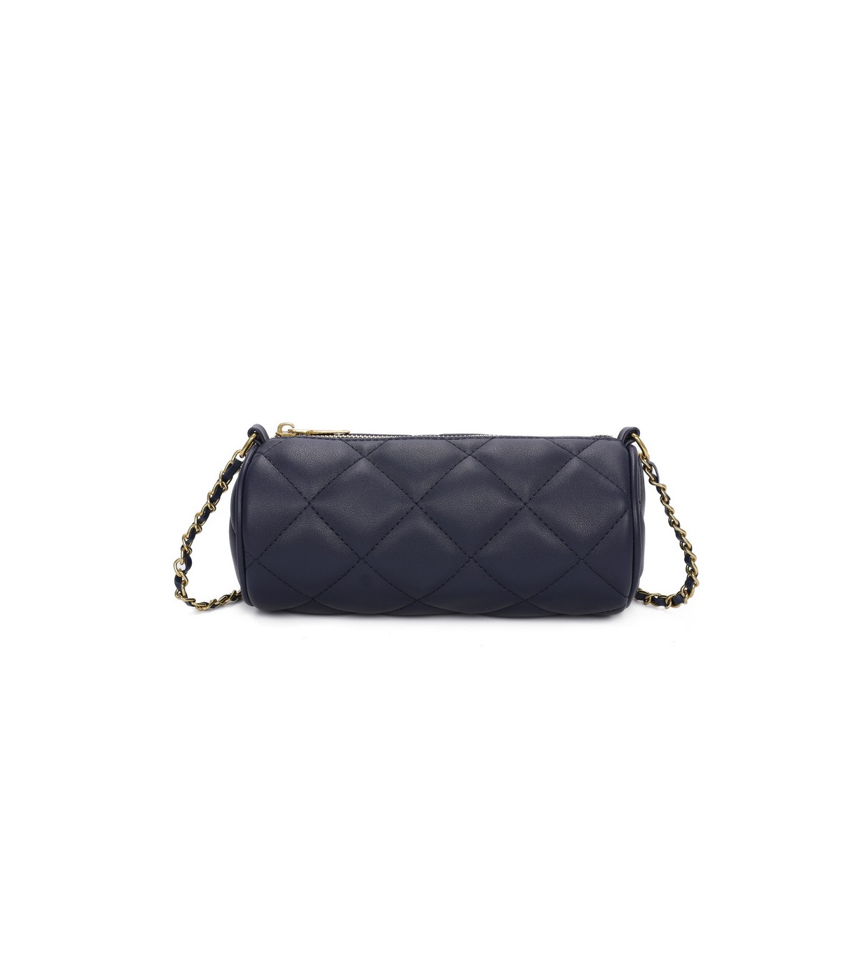 T11483 - Bolso bandolera de estilo baguette con asa dorada