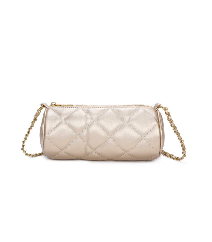 T11483 - Bolso bandolera de estilo baguette con asa dorada