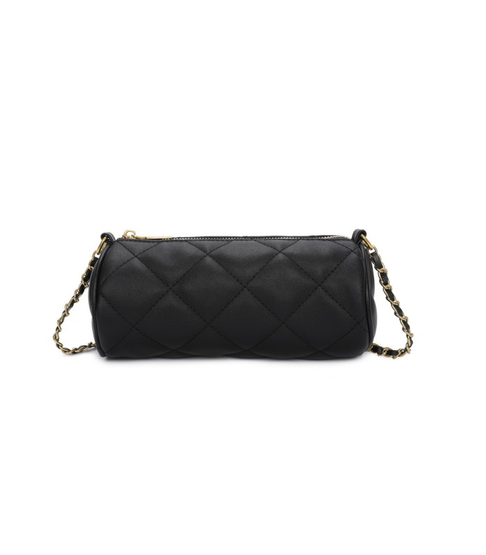 T11483 - Bolso bandolera de estilo baguette con asa dorada