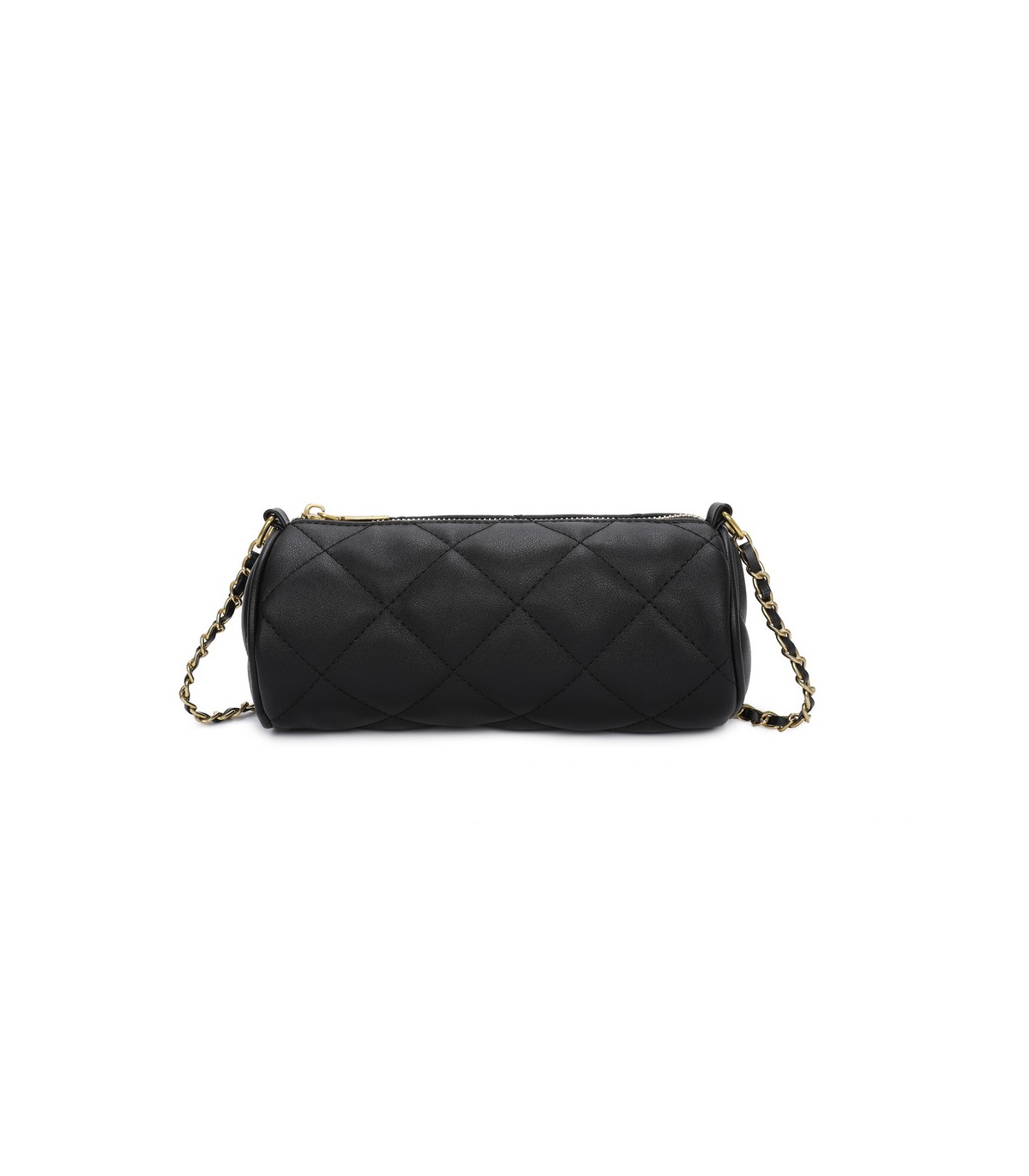 T11483 - Bolso bandolera de estilo baguette con asa dorada