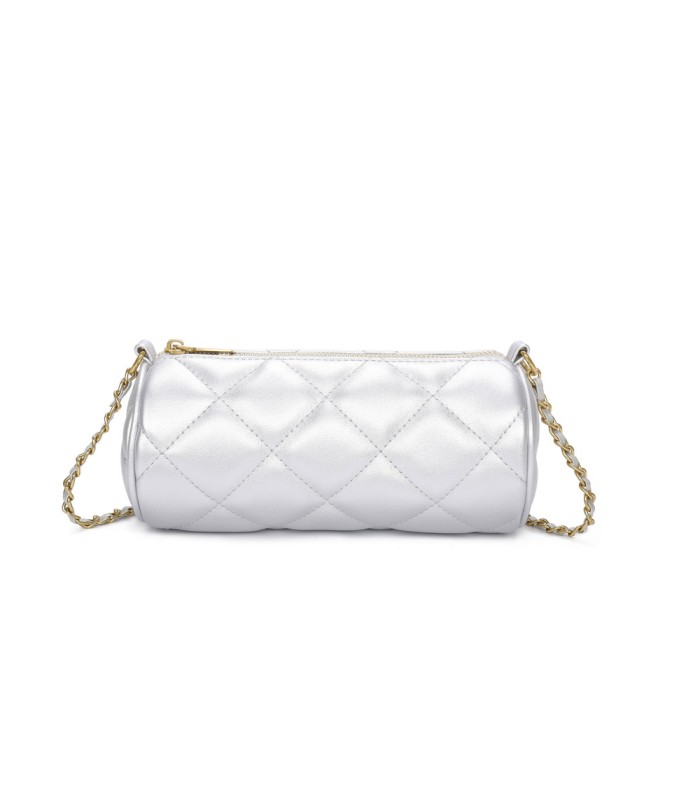 T11483 - Bolso bandolera de estilo baguette con asa dorada