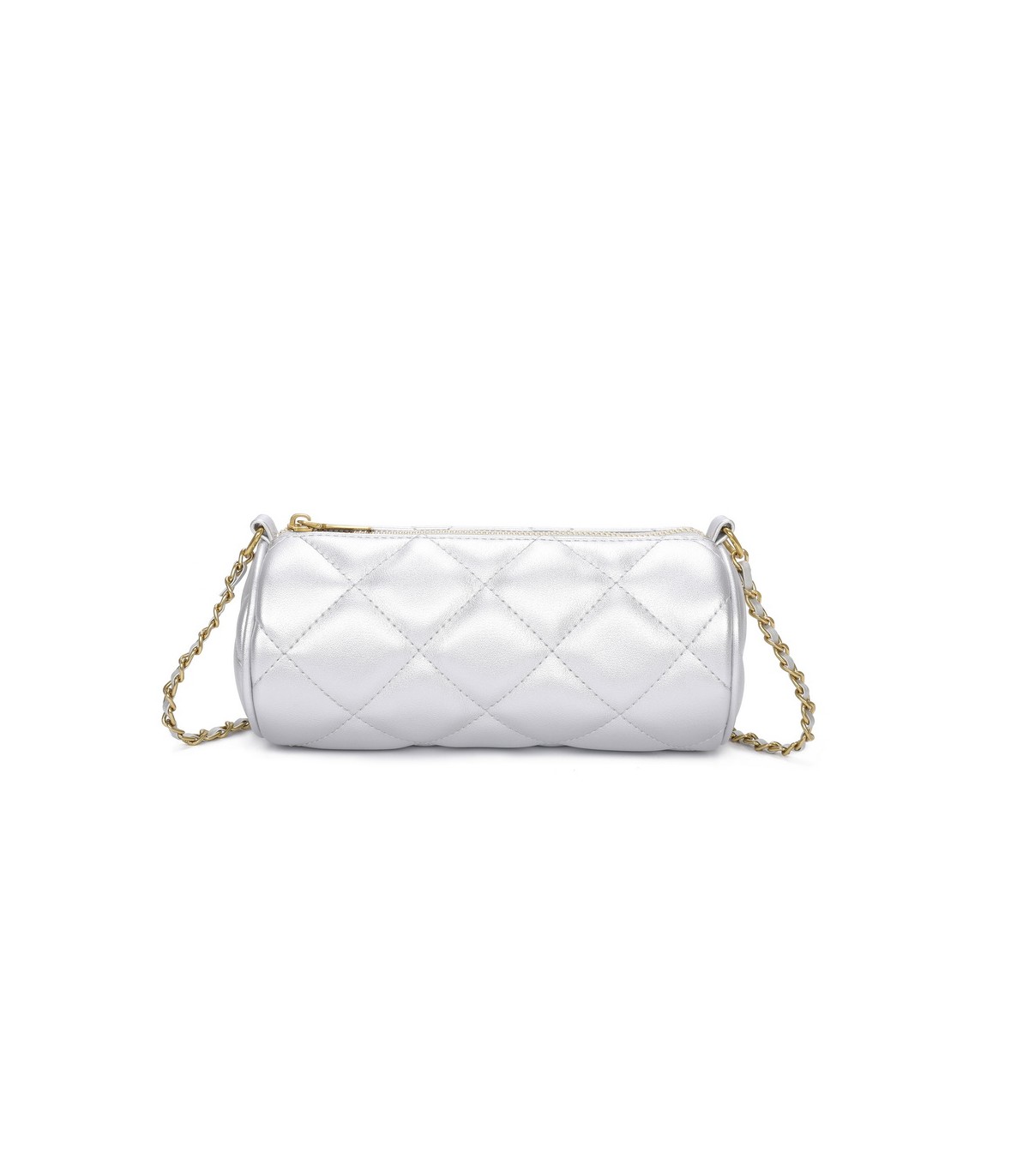 T11483 - Bolso bandolera de estilo baguette con asa dorada
