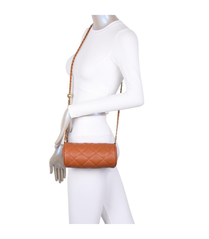 T11483 - Bolso bandolera de estilo baguette con asa dorada