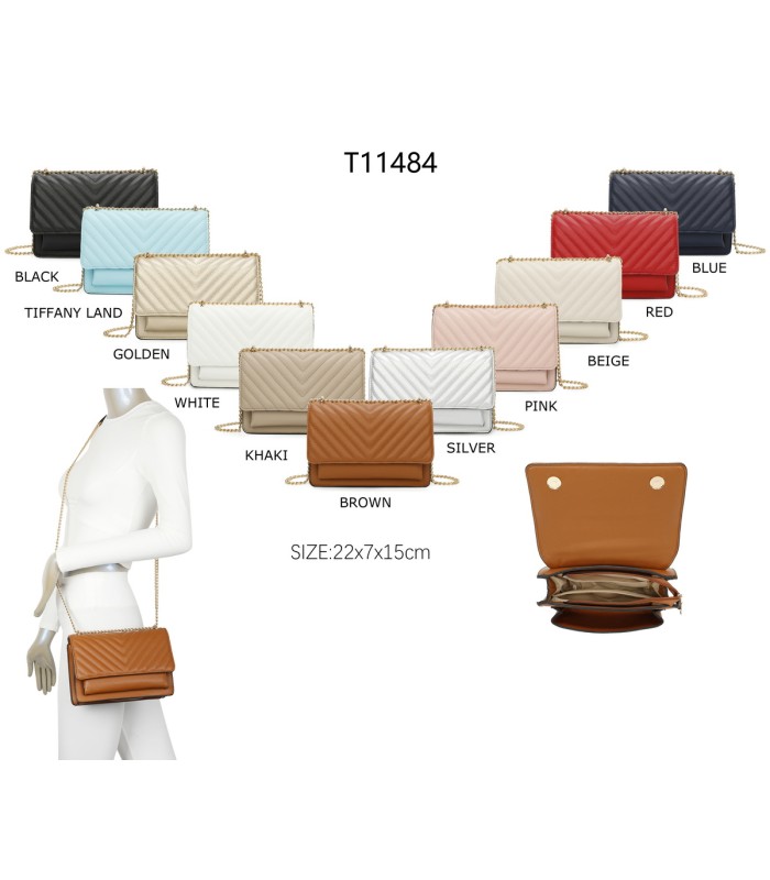 T11484 - Bolso bandolera cierres imantados con dos bolsillos interiores