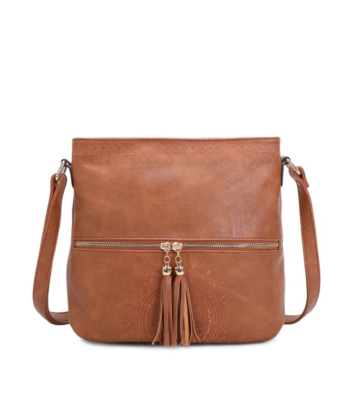 T11219 - Bolso bandolera cuadrado con bolsillos frontales
