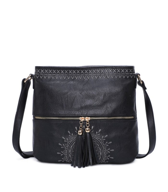 T11219 - Bolso bandolera cuadrado con bolsillos frontales