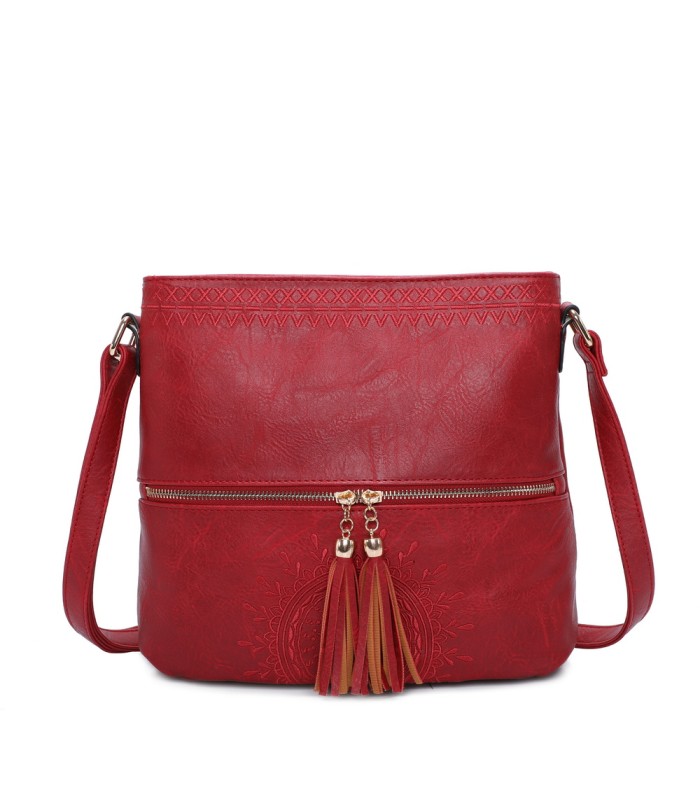 T11219 - Bolso bandolera cuadrado con bolsillos frontales
