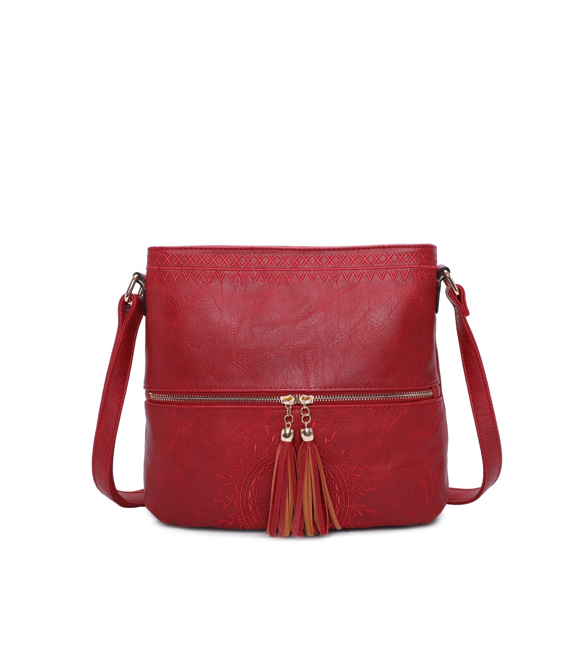 T11219 - Bolso bandolera cuadrado con bolsillos frontales