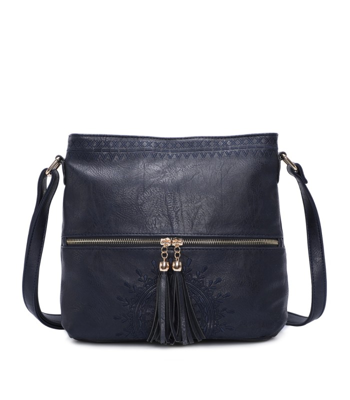 T11219 - Bolso bandolera cuadrado con bolsillos frontales