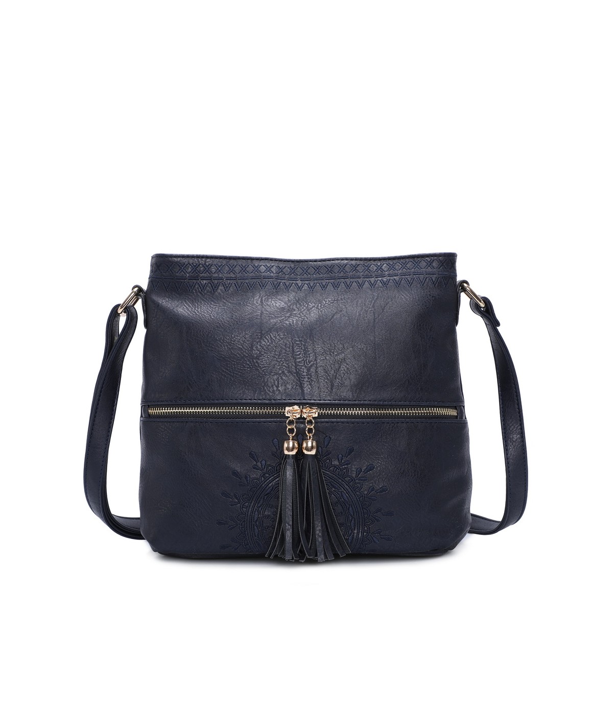 T11219 - Bolso bandolera cuadrado con bolsillos frontales